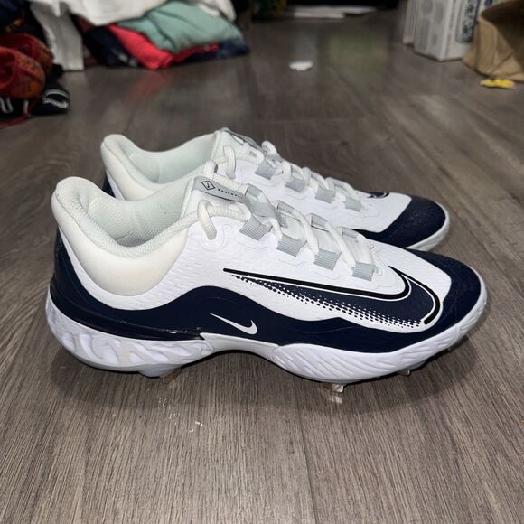 Nike Alpha Huarache Elite 4 White Navy Baseball Cleats DR6851-101 Men’s Sz 8 - Picture 1 of 7
